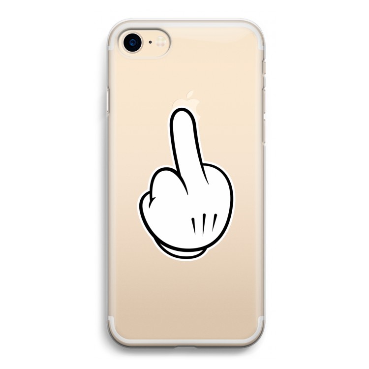Middle finger white: iPhone 7 Transparant Hoesje