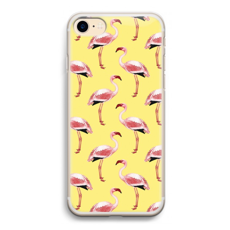 Flamingo's geel: iPhone 7 Transparant Hoesje