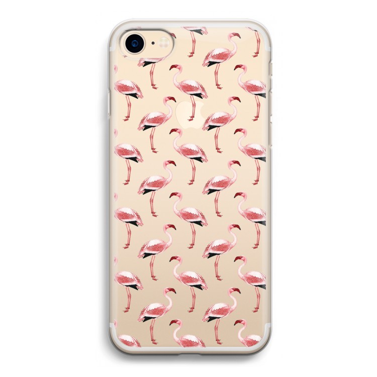 Flamingoprint groen: iPhone 7 Transparant Hoesje