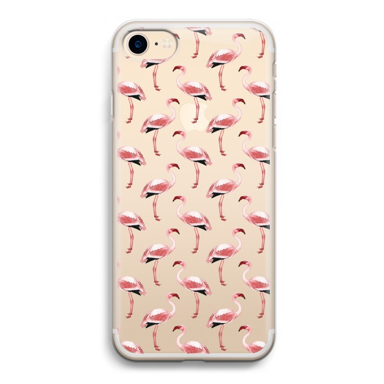 Flamingoprint groen: iPhone 7 Transparant Hoesje