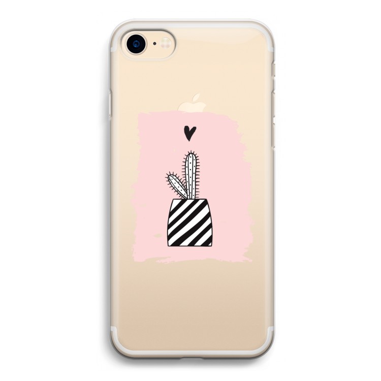 Zwart-wit cactus: iPhone 7 Transparant Hoesje