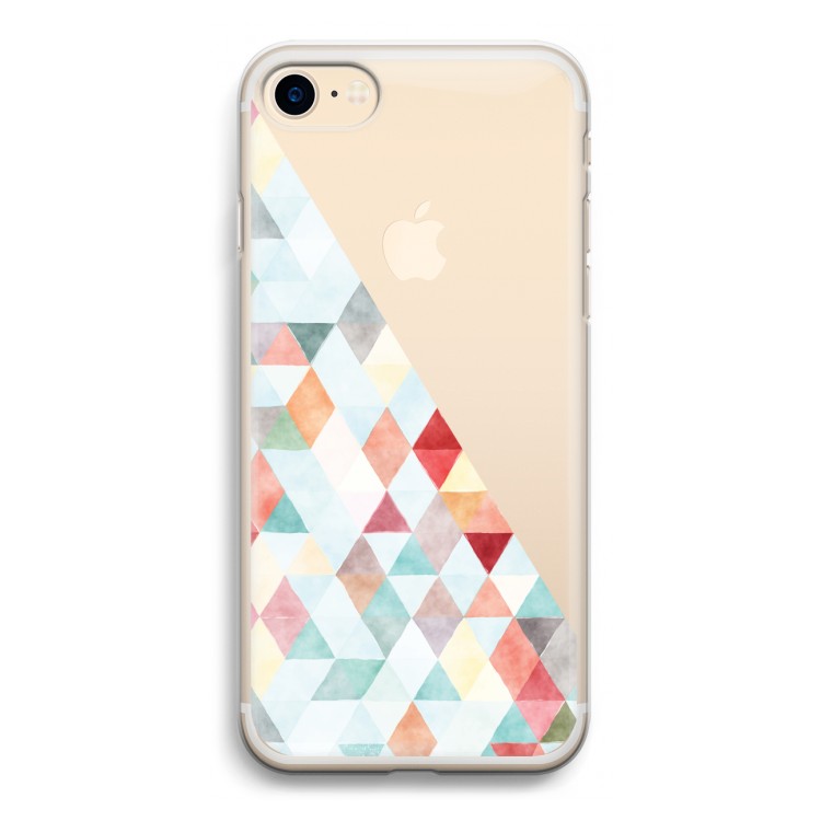 Gekleurde driehoekjes pastel: iPhone 7 Transparant Hoesje