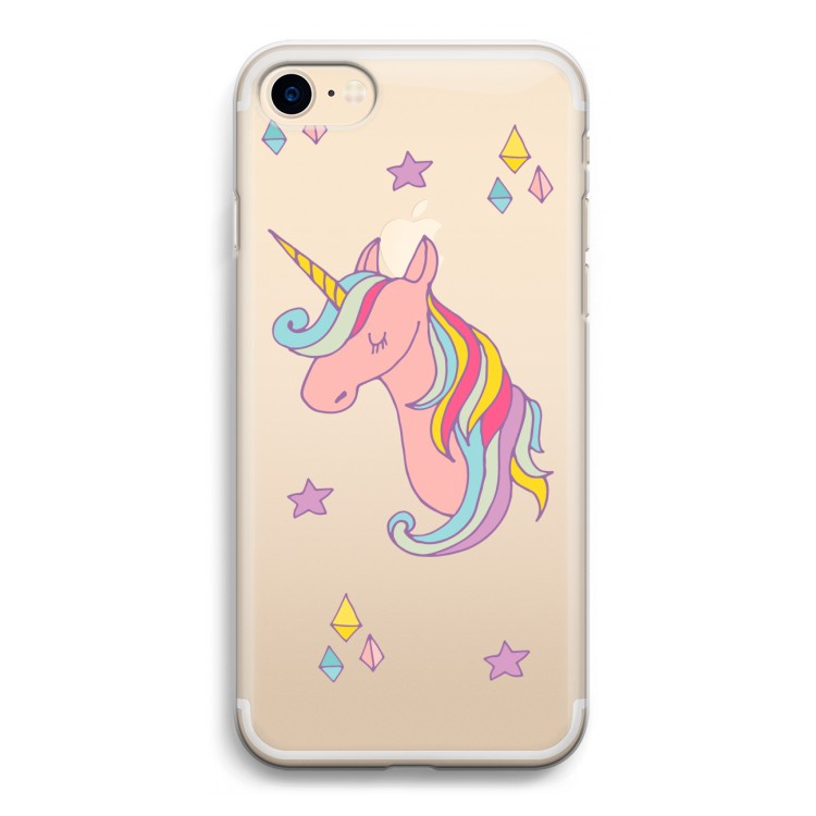 Roze eenhoorn: iPhone 7 Transparant Hoesje