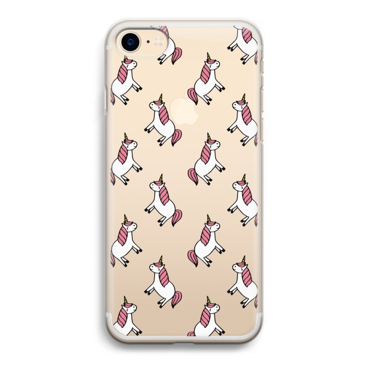 Eenhoorns overal: iPhone 7 Transparant Hoesje