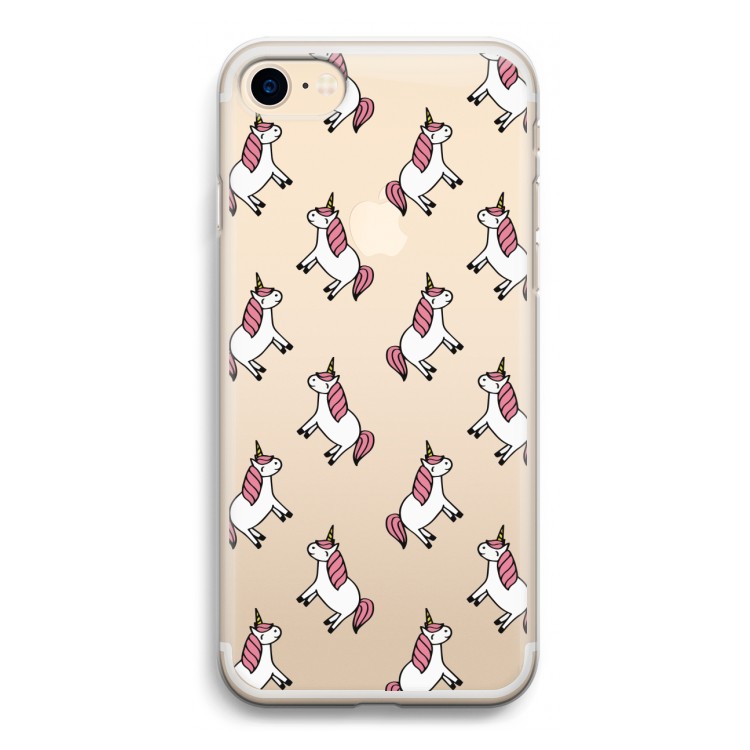 Eenhoorns overal: iPhone 7 Transparant Hoesje