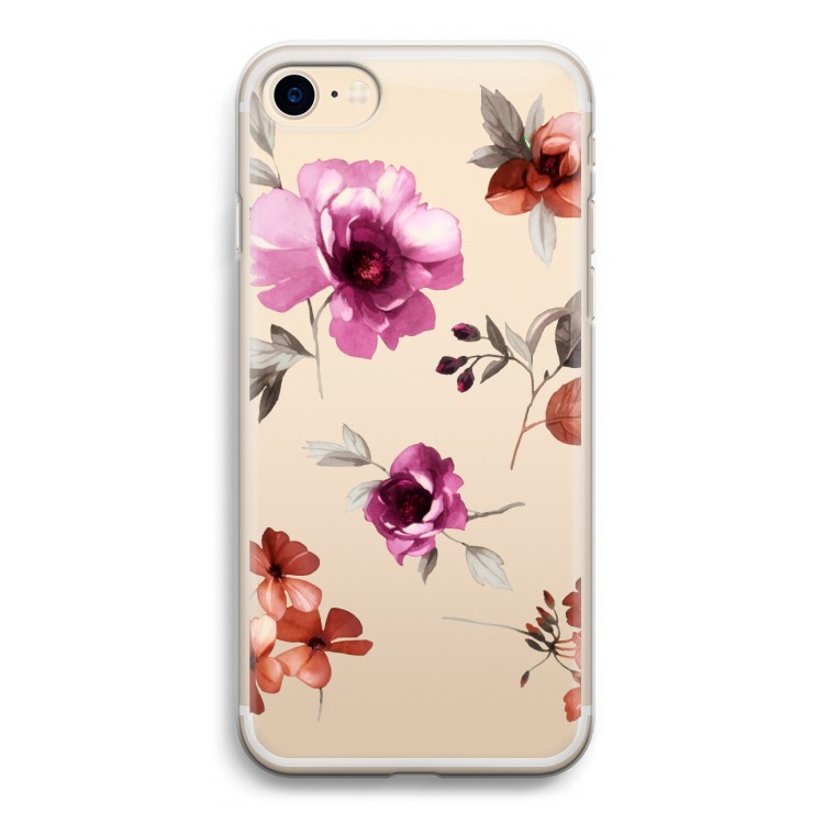 Geschilderde bloemen: iPhone 7 Transparant Hoesje