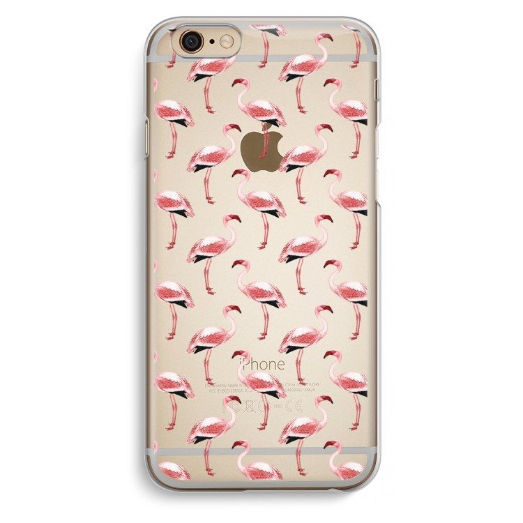 Flamingoprint groen: iPhone 6 / 6S Transparant Hoesje