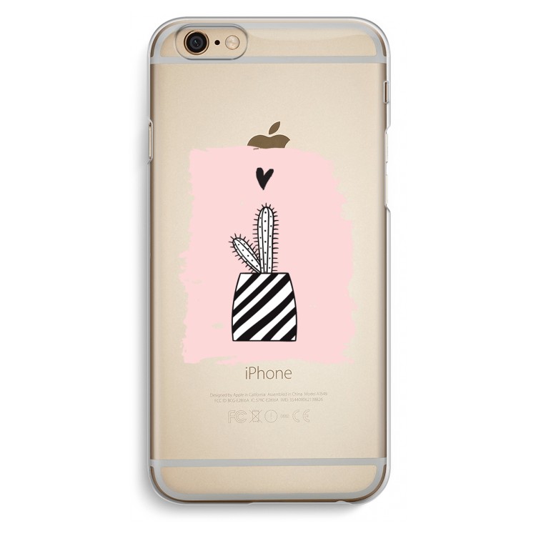 Zwart-wit cactus: iPhone 6 / 6S Transparant Hoesje