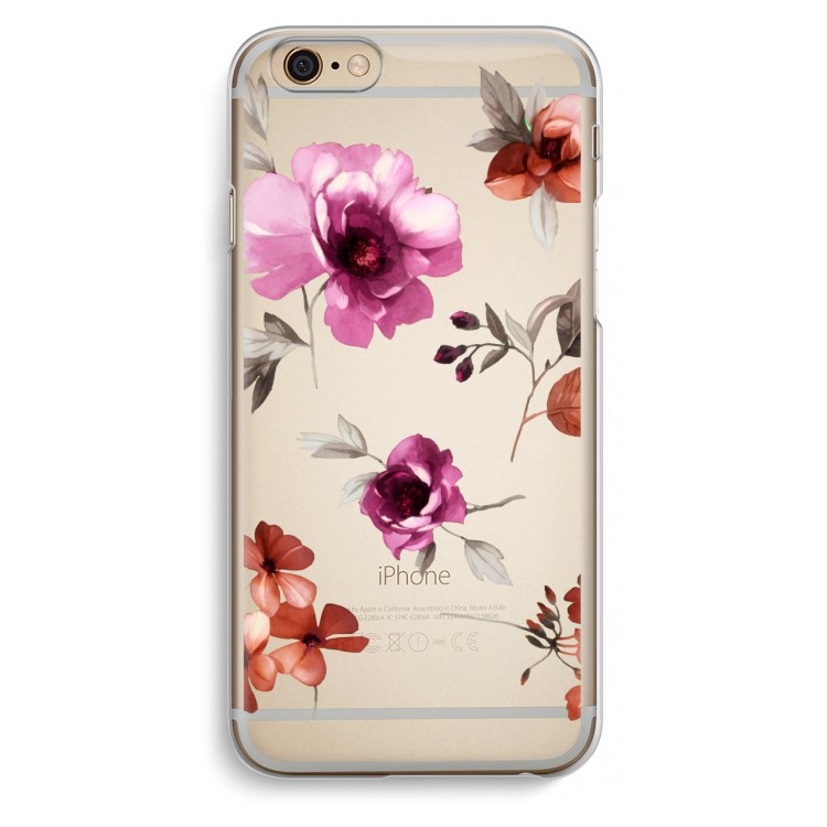 Geschilderde bloemen: iPhone 6 / 6S Transparant Hoesje