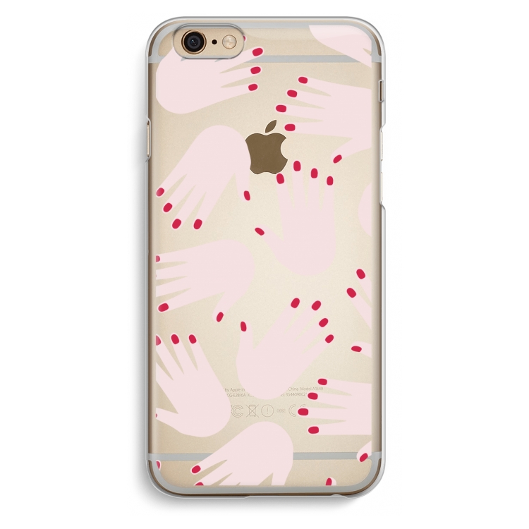 Hands pink: iPhone 6 / 6S Transparant Hoesje