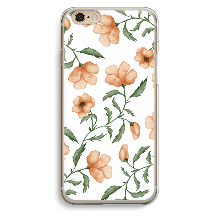Peachy flowers: iPhone 6 / 6S Transparant Hoesje
