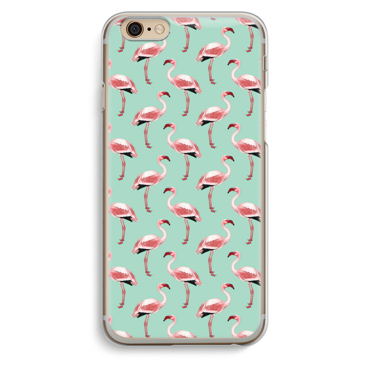Flamingoprint groen: iPhone 6 / 6S Transparant Hoesje