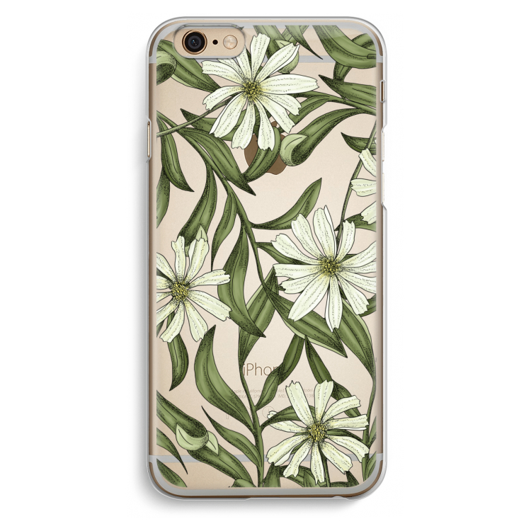 Wit bloemenpatroon: iPhone 6 / 6S Transparant Hoesje