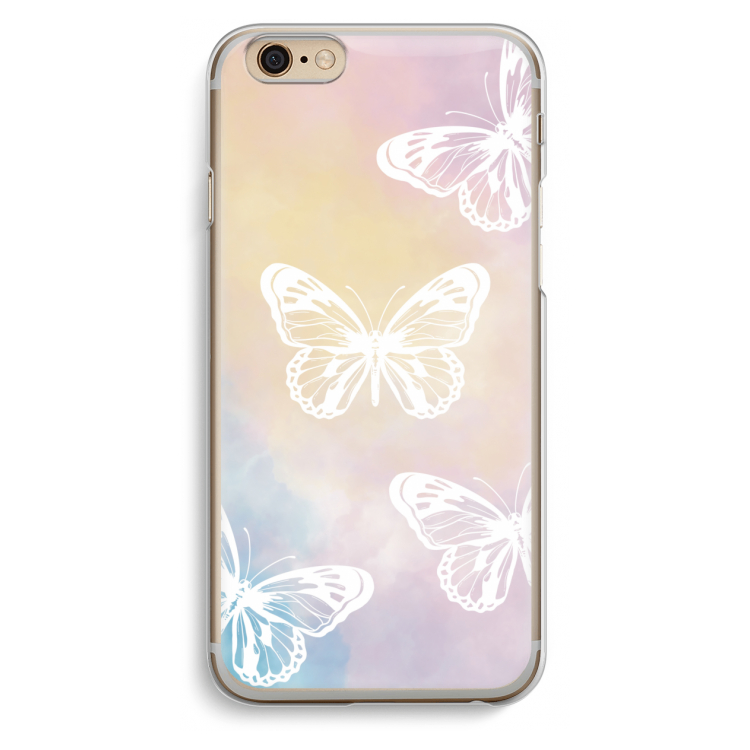 White butterfly: iPhone 6 / 6S Transparant Hoesje