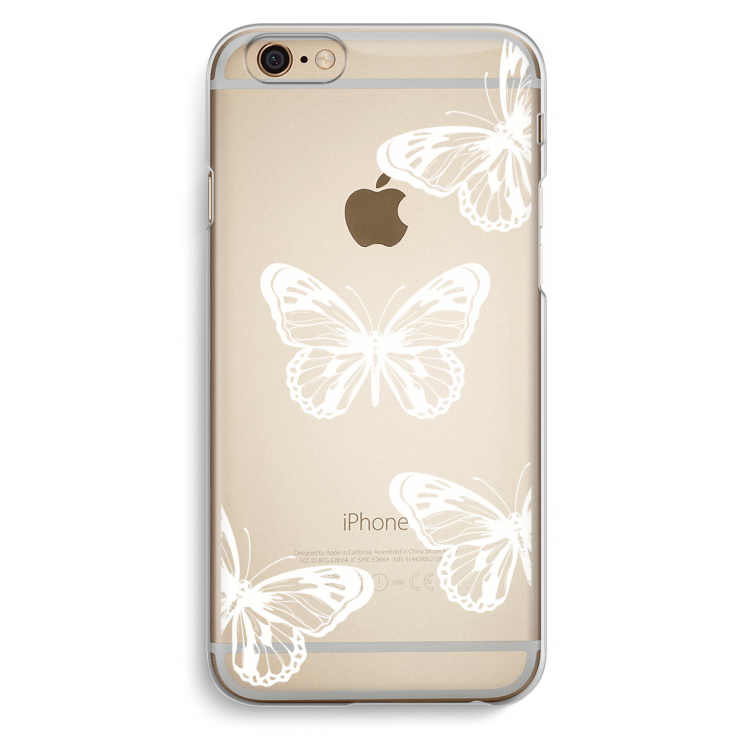 White butterfly: iPhone 6 / 6S Transparant Hoesje