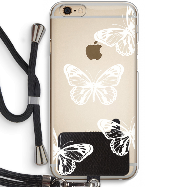 White butterfly: iPhone 6 / 6S Transparant Hoesje met koord