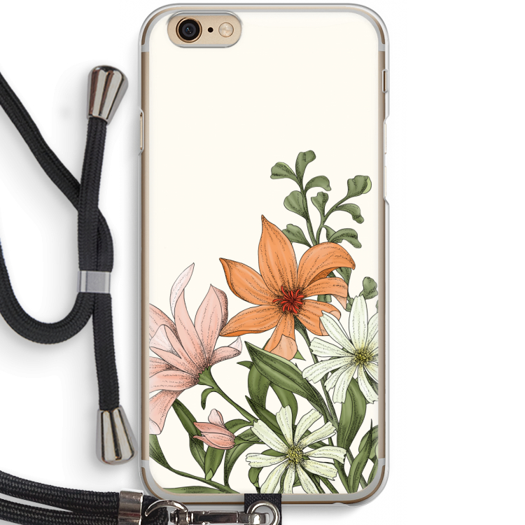 Floral bouquet: iPhone 6 / 6S Transparant Hoesje met koord
