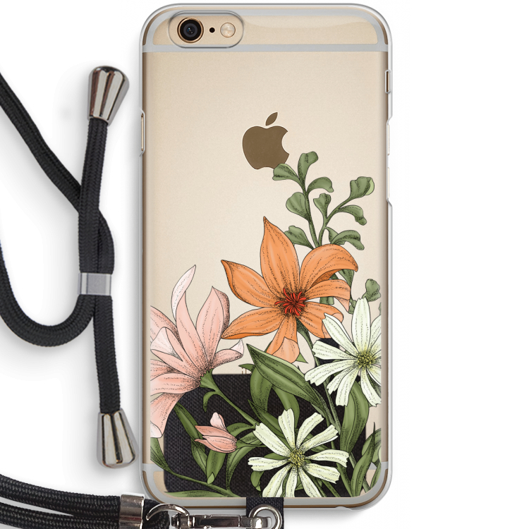Floral bouquet: iPhone 6 / 6S Transparant Hoesje met koord