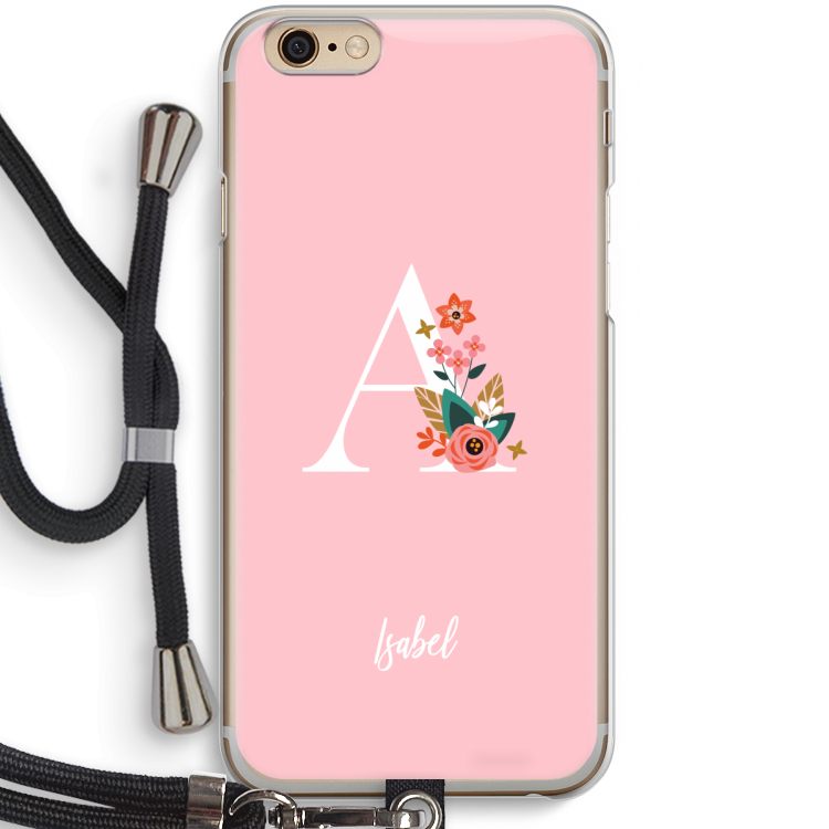 Pink Bouquet: iPhone 6 / 6S Transparant Hoesje met koord