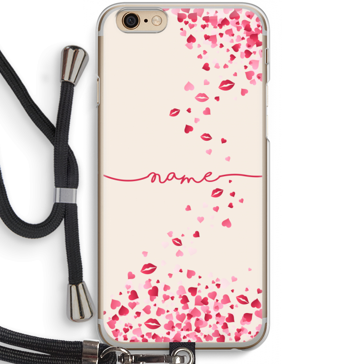 Hartjes en kusjes: iPhone 6 / 6S Transparant Hoesje met koord