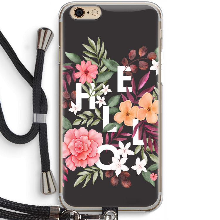 Hello in flowers: iPhone 6 / 6S Transparant Hoesje met koord