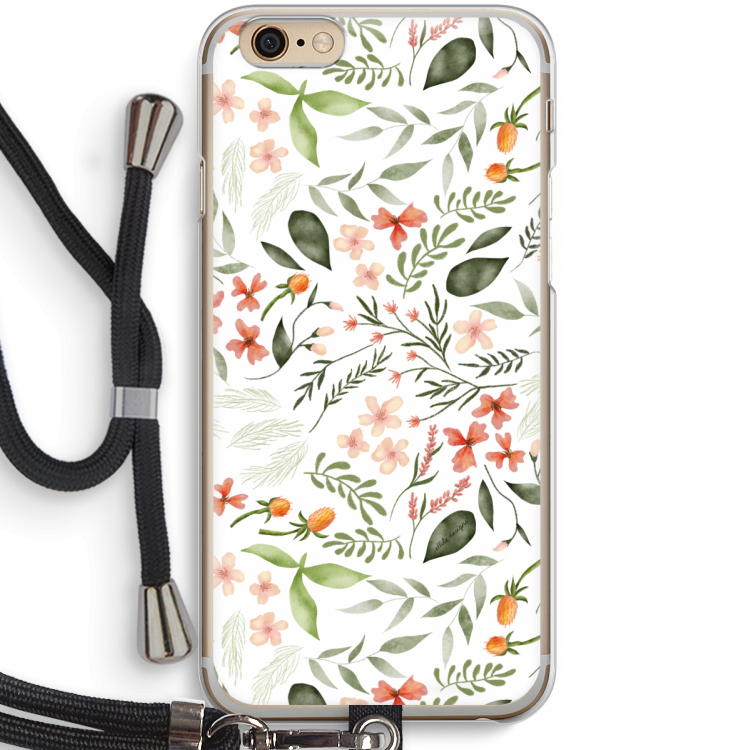 Sweet little flowers: iPhone 6 / 6S Transparant Hoesje met koord