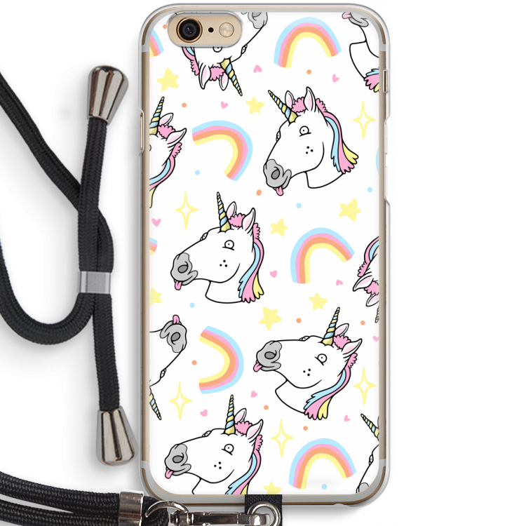 Rainbow Unicorn: iPhone 6 / 6S Transparant Hoesje met koord