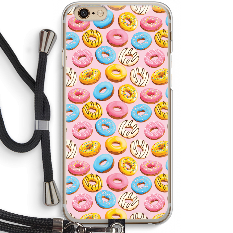 Pink donuts: iPhone 6 / 6S Transparant Hoesje met koord