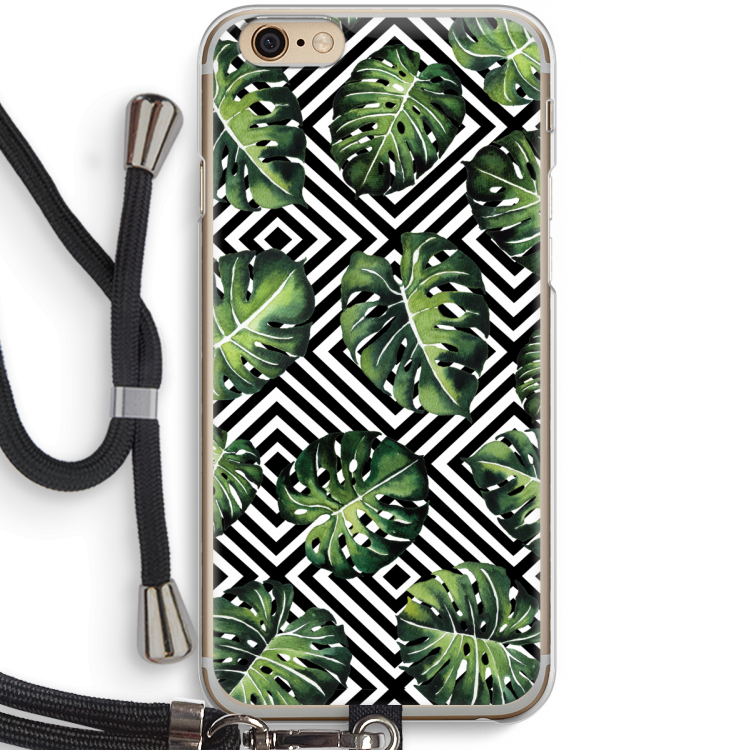 Geometrische jungle: iPhone 6 / 6S Transparant Hoesje met koord