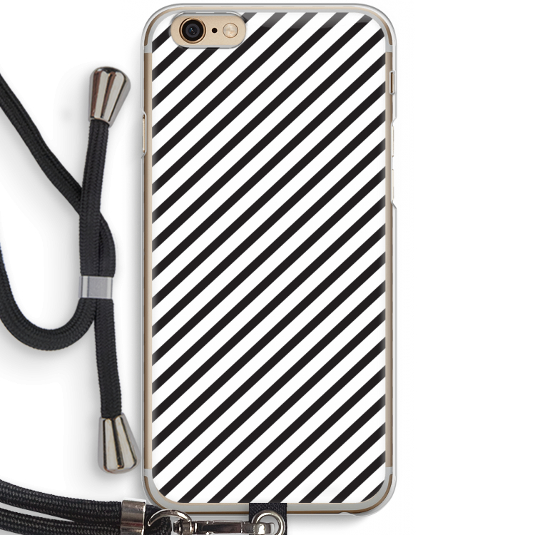 Strepen zwart-wit: iPhone 6 / 6S Transparant Hoesje met koord