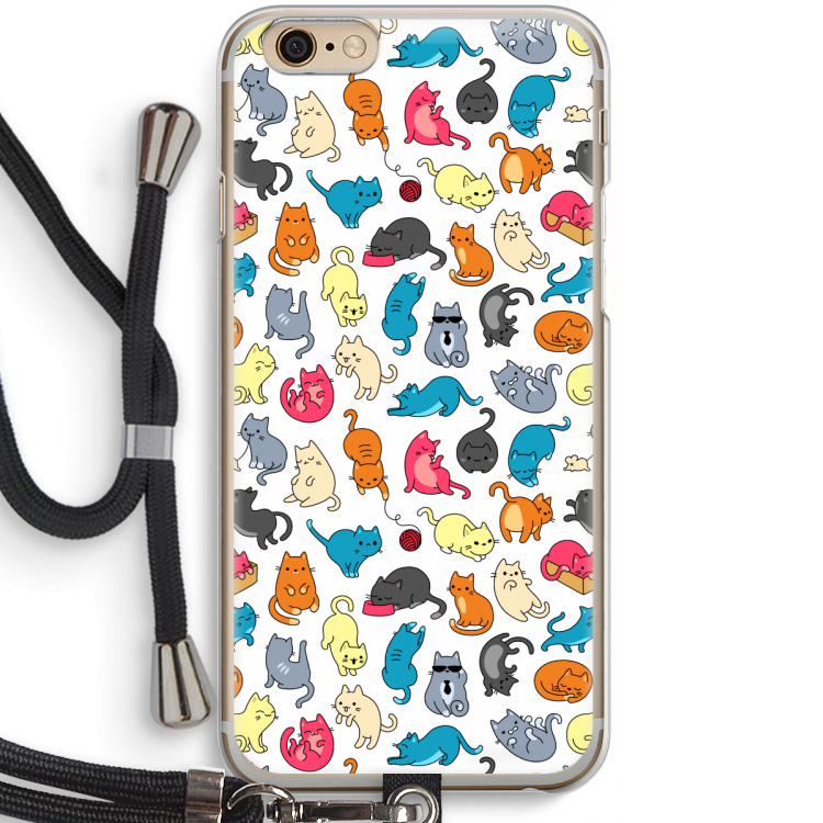 Kleurrijke katten: iPhone 6 / 6S Transparant Hoesje met koord
