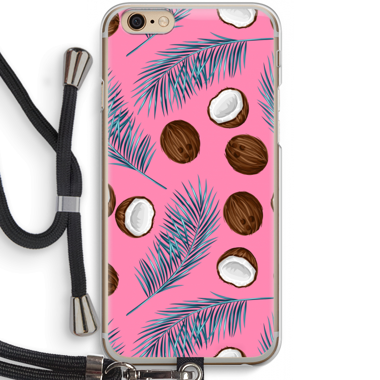 Kokosnoot roze: iPhone 6 / 6S Transparant Hoesje met koord