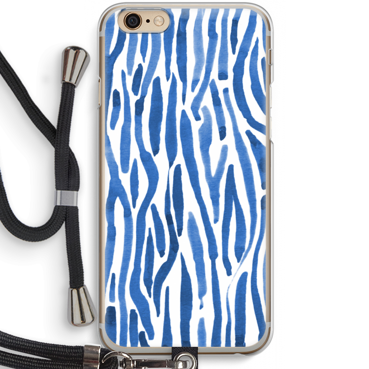 Blauwe nerven: iPhone 6 / 6S Transparant Hoesje met koord