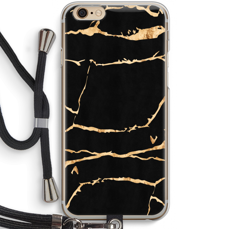 Gouden marmer: iPhone 6 / 6S Transparant Hoesje met koord
