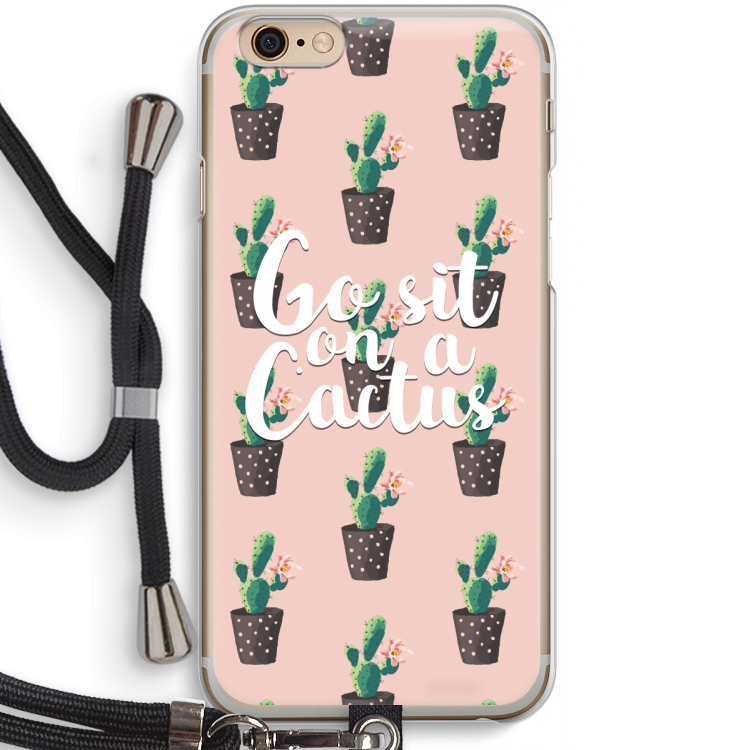Cactus quote: iPhone 6 / 6S Transparant Hoesje met koord