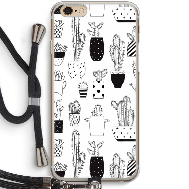 Cactusmotief: iPhone 6 / 6S Transparant Hoesje met koord