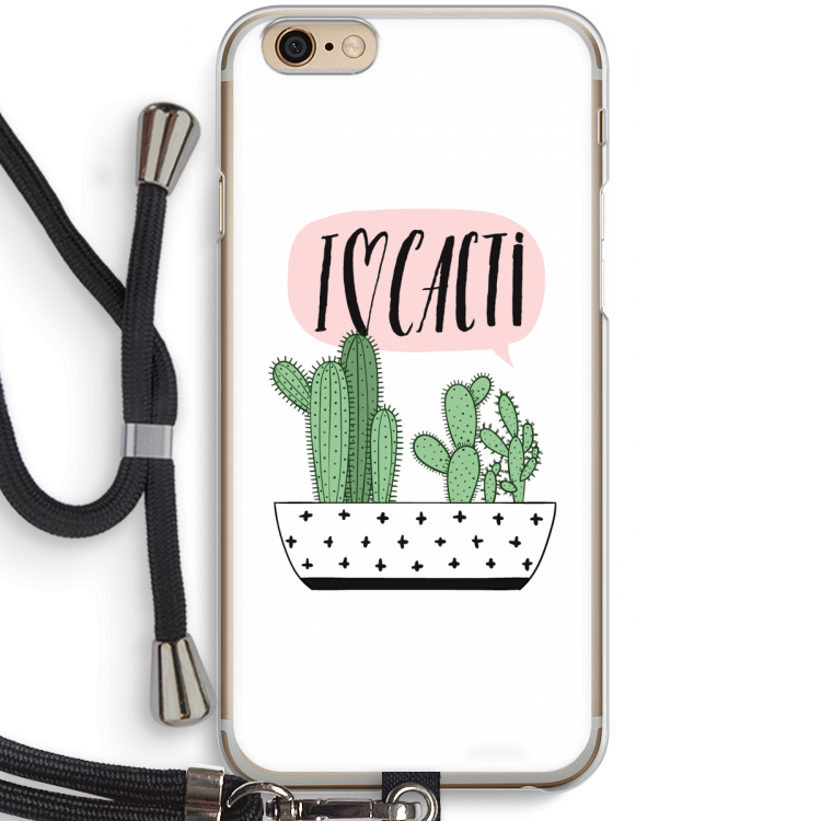 I love cacti: iPhone 6 / 6S Transparant Hoesje met koord