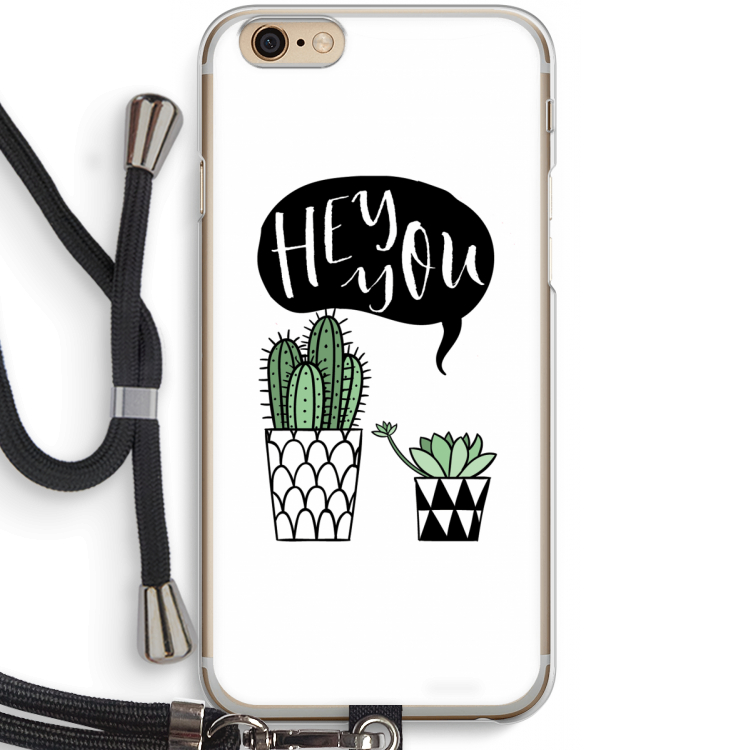 Hey you cactus: iPhone 6 / 6S Transparant Hoesje met koord