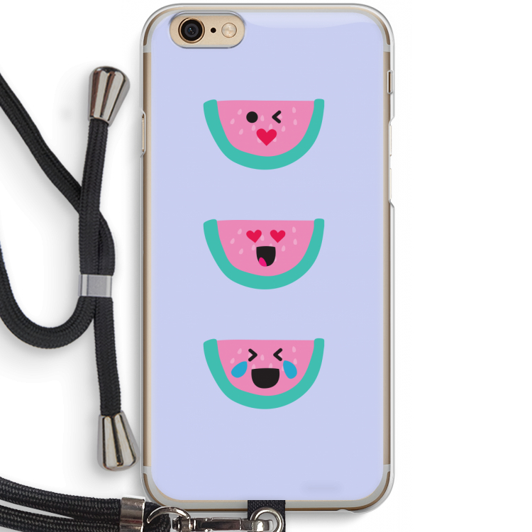 Smiley watermeloen: iPhone 6 / 6S Transparant Hoesje met koord