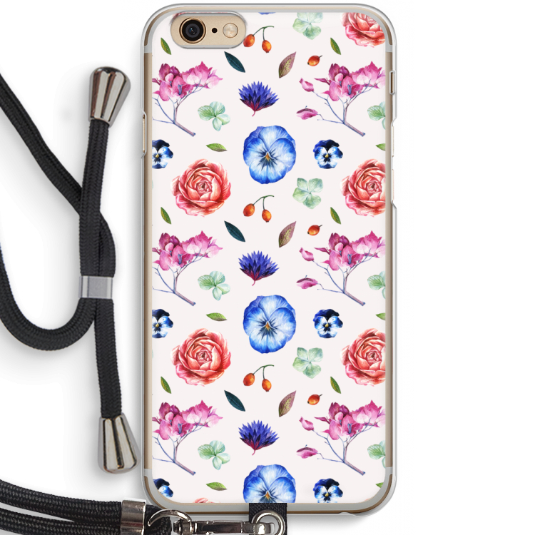 Bloemetjes: iPhone 6 / 6S Transparant Hoesje met koord
