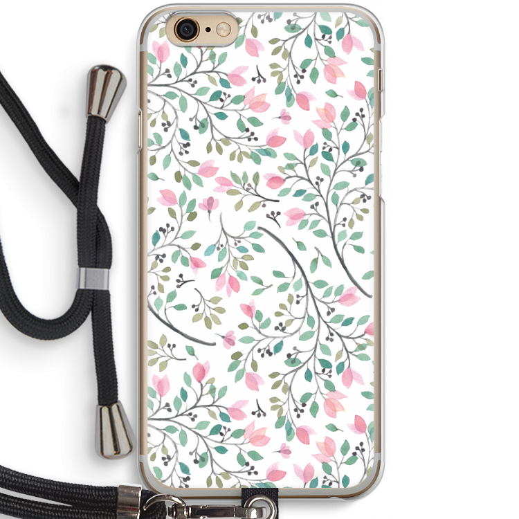 Sierlijke bloemen: iPhone 6 / 6S Transparant Hoesje met koord