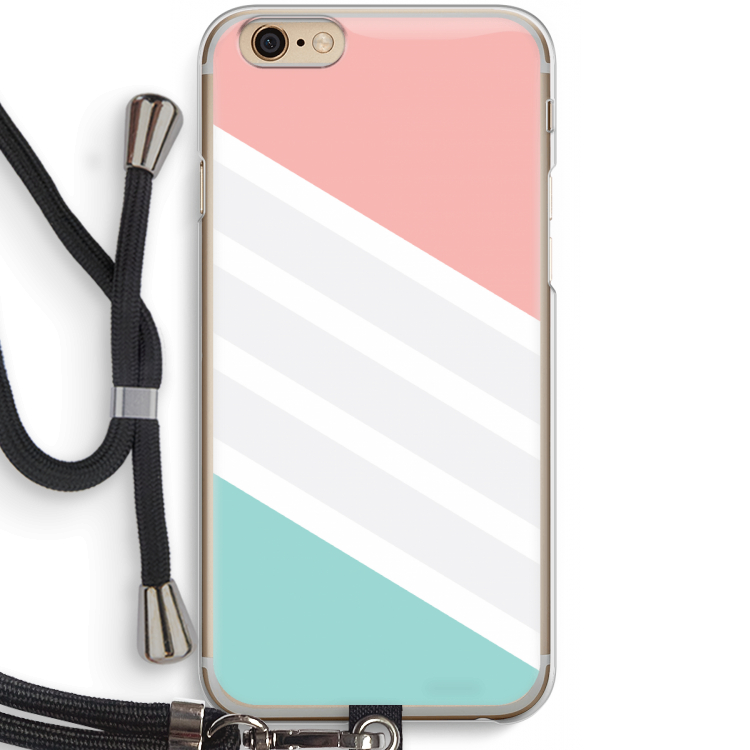 Strepen pastel: iPhone 6 / 6S Transparant Hoesje met koord