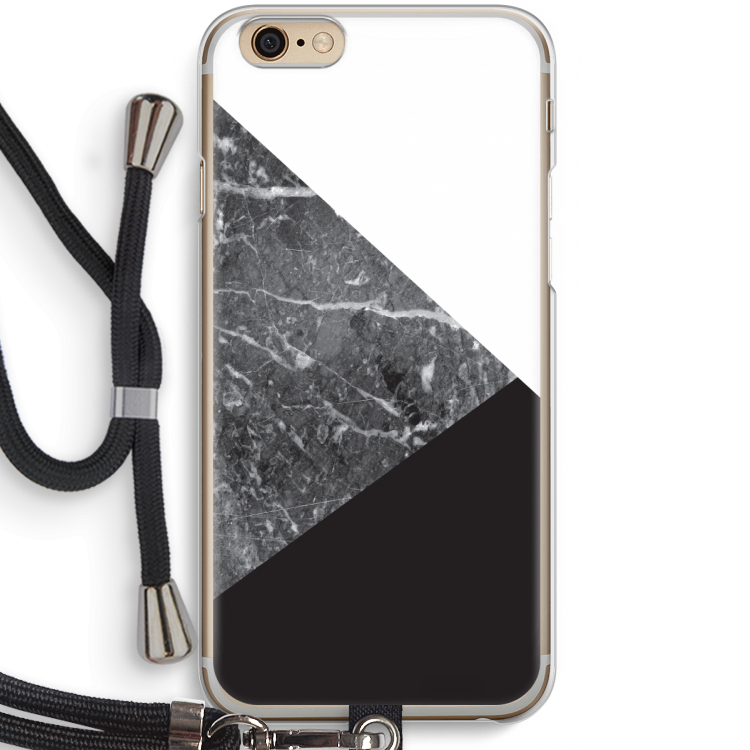 Combinatie marmer: iPhone 6 / 6S Transparant Hoesje met koord