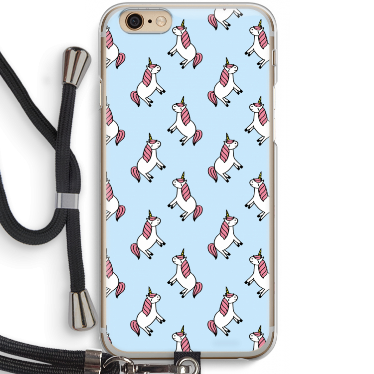 Eenhoorns overal: iPhone 6 / 6S Transparant Hoesje met koord