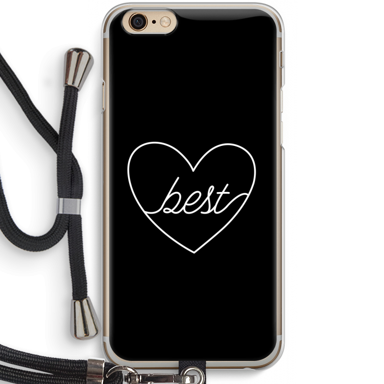 Best heart black: iPhone 6 / 6S Transparant Hoesje met koord