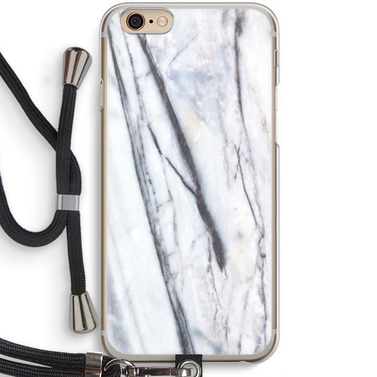Gestreepte marmer: iPhone 6 / 6S Transparant Hoesje met koord