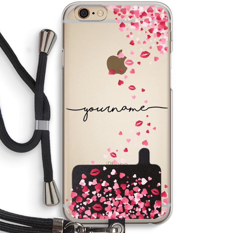 Hartjes en kusjes: iPhone 6 / 6S Transparant Hoesje met koord
