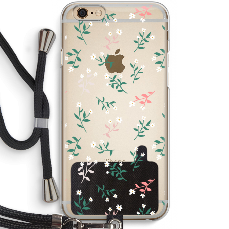 Small white flowers: iPhone 6 / 6S Transparant Hoesje met koord