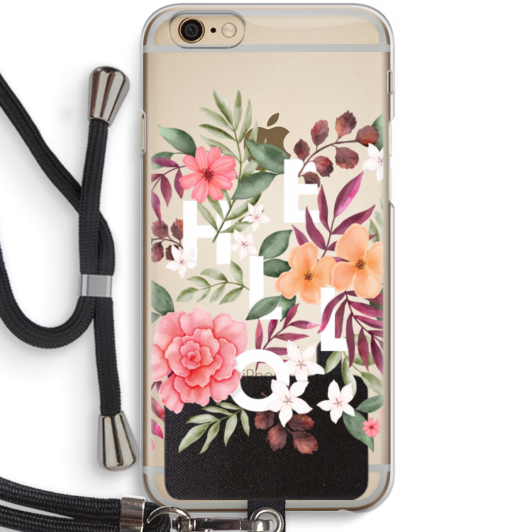 Hello in flowers: iPhone 6 / 6S Transparant Hoesje met koord