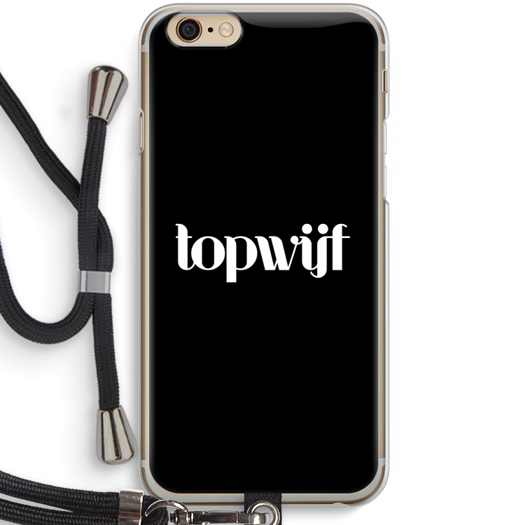 Topwijf Zwart: iPhone 6 / 6S Transparant Hoesje met koord